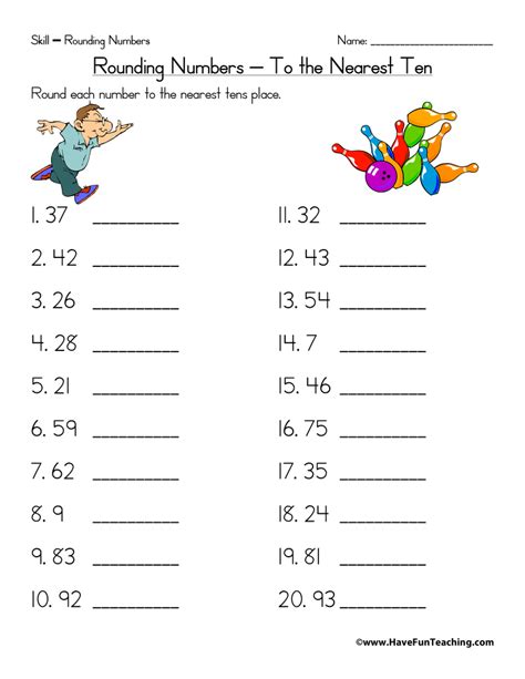 Rounding To The Nearest Ten Worksheets