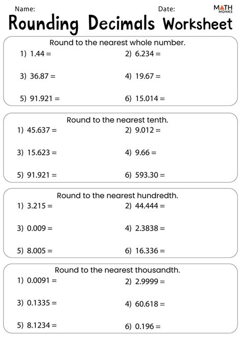 Rounding Decimal worksheet