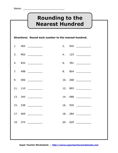 Rounding To The Nearest Ten And Hundred Worksheets