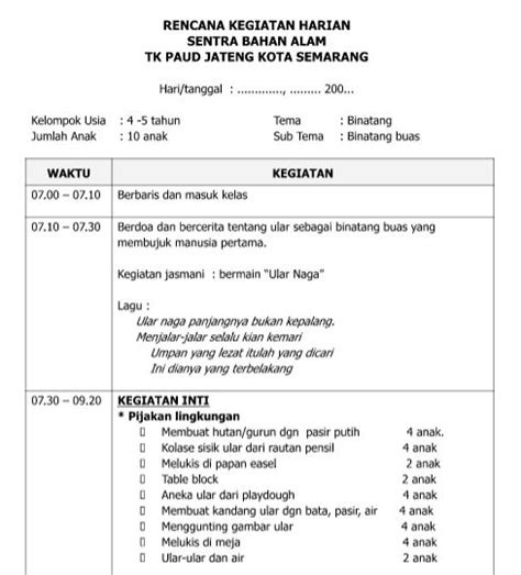 Rpph Paud Tema Binatang
