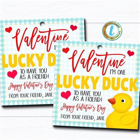 Rubber Duck Valentine Free Printable