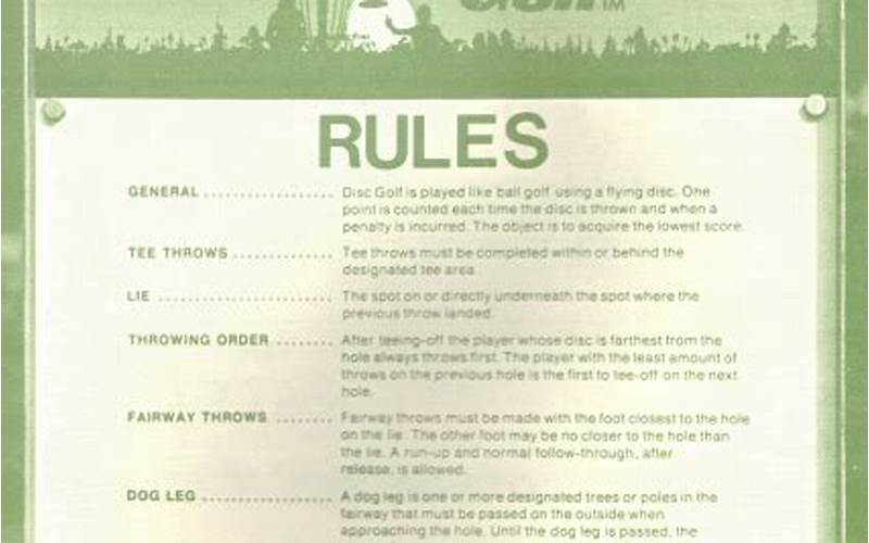 Rules Of Disc Golf