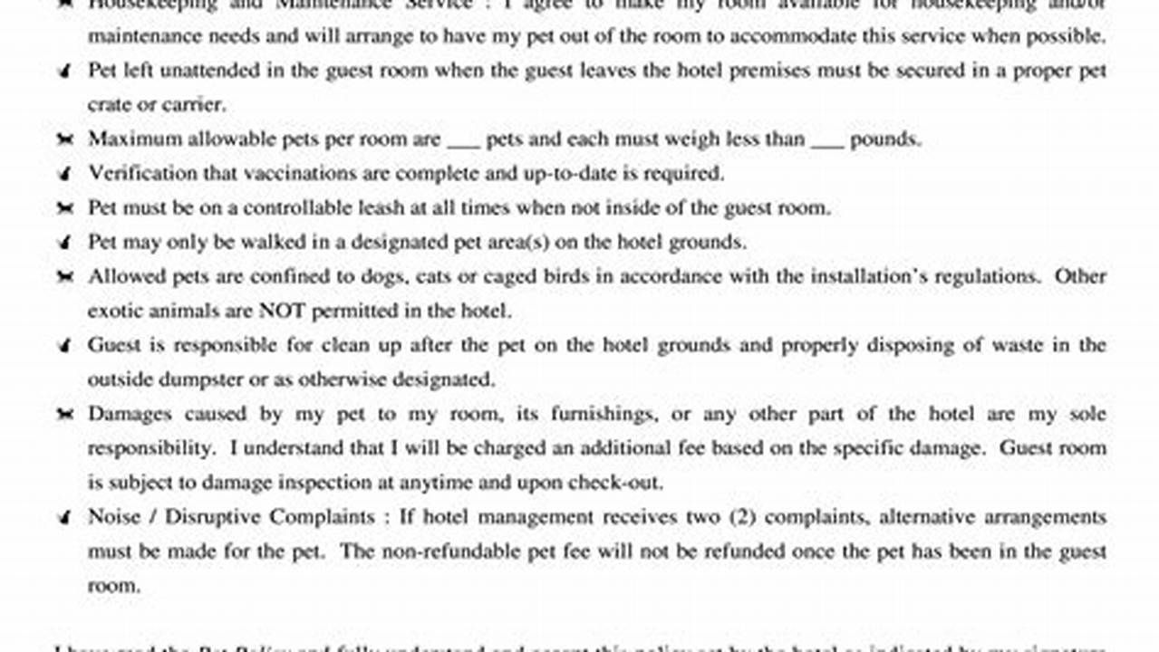 Rules And Regulations, Pet Friendly Hotel
