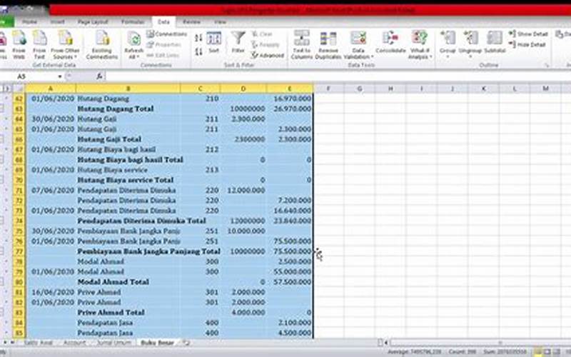 Rumus Akuntansi Excel