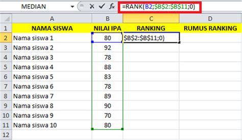 Formula Peringkat Excel yang Wajib Diketahui untuk Meraih Sukses!