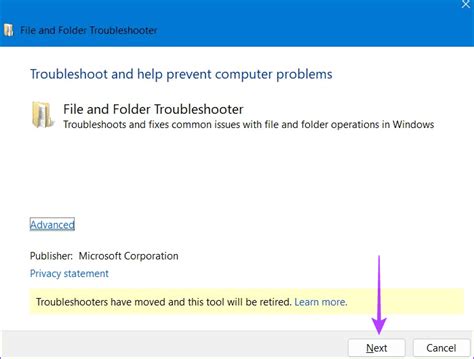 Run File and Folder Troubleshooter
