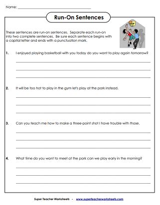 Run On Sentence Practice Worksheet - Worksheet List