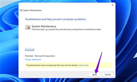 Run the System Maintenance Troubleshooter
