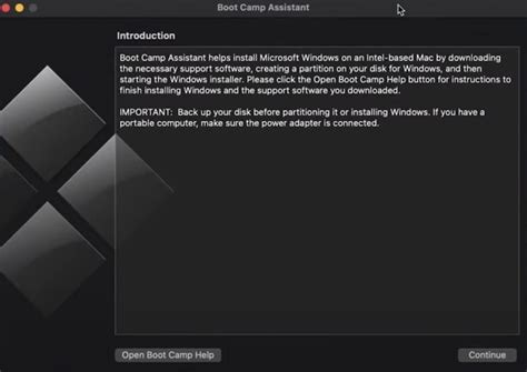 Running the Boot Camp Assistant Tool