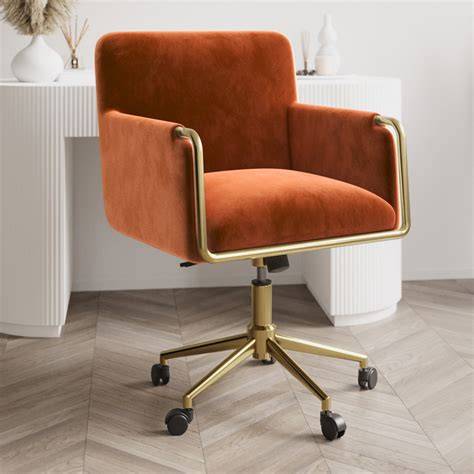 Rust Velvet Office Chair