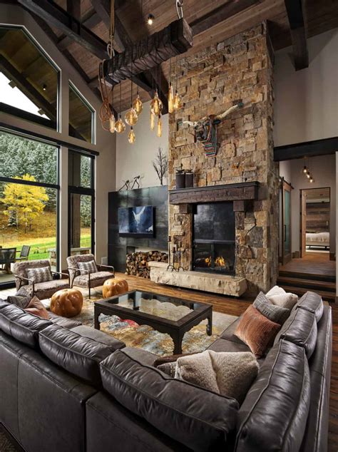 Rustic Living Room Fireplaces