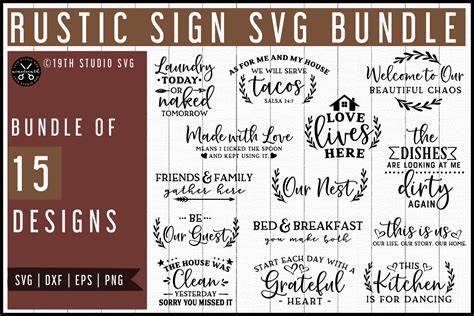 Rustic Sign SVG Craft Bundle