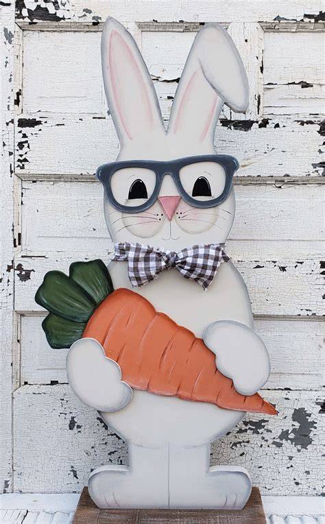 Rustic Wooden Easter Bunny Patterns
