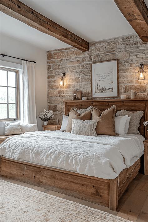 Rustic elements in farmhouse bedroom