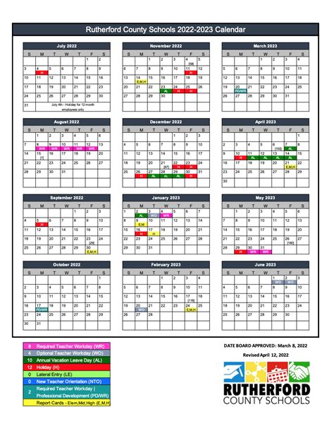 Rutherford County Academic Calendar
