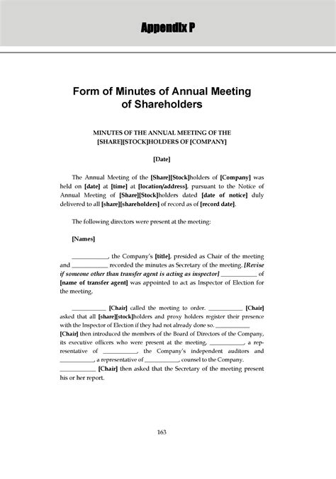 S Corporation Meeting Minutes Template