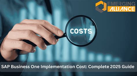 Visual representation of various cost factors for SAP Business One implementation, including software, services, and support, with a chart showing typical ranges.