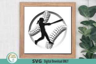 Download SOFTBALL 3D SVG for Shadow Box