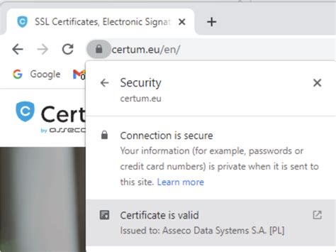 Checking SSL certificate padlock for secure websites