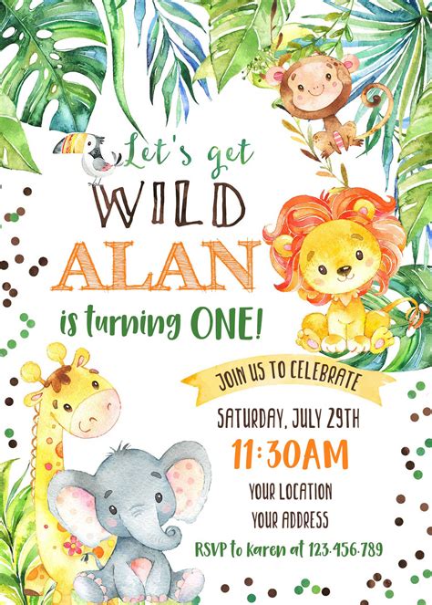 Zoo Birthday Invitation; Safari Birthday Invitation; Jungle Birthday