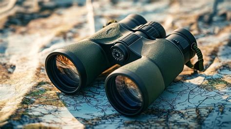 Safari binoculars and map