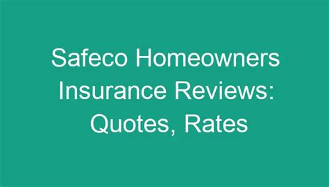 Safeco Homeowners Insurance Quote