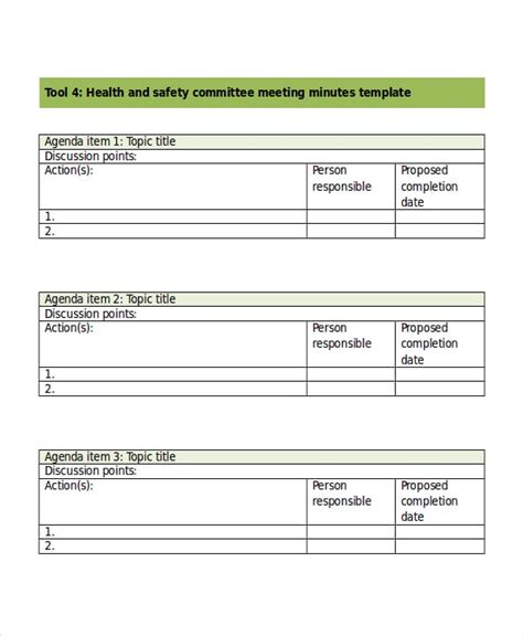 Safety Meeting Minutes Template Word