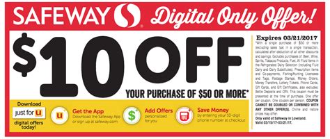 Safeway Offers $10 Off $50 Purchase Today