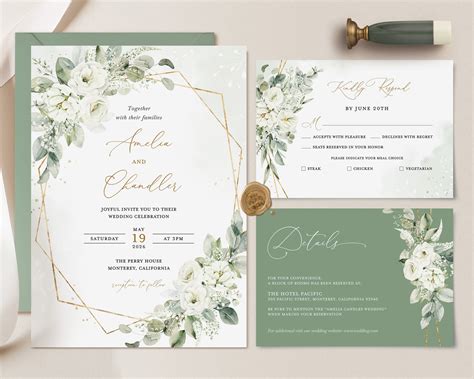 Sage Green Wedding Invitation Template Free