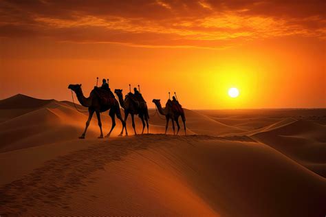 Sahara Desert Sunset Camel