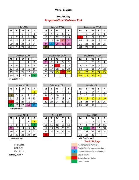Saint Vincent Academic Calendar
