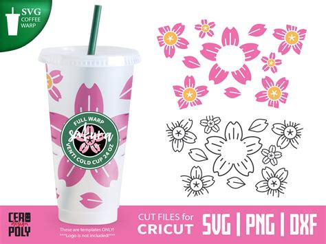 Download Sakura Flower 24 Oz Venti Cold Cup... Files DXF Files