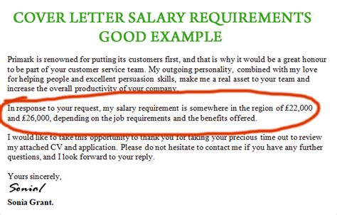 Salary Expectations In Cover Letter
