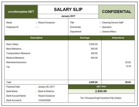 Salary Sheet Template In Excel