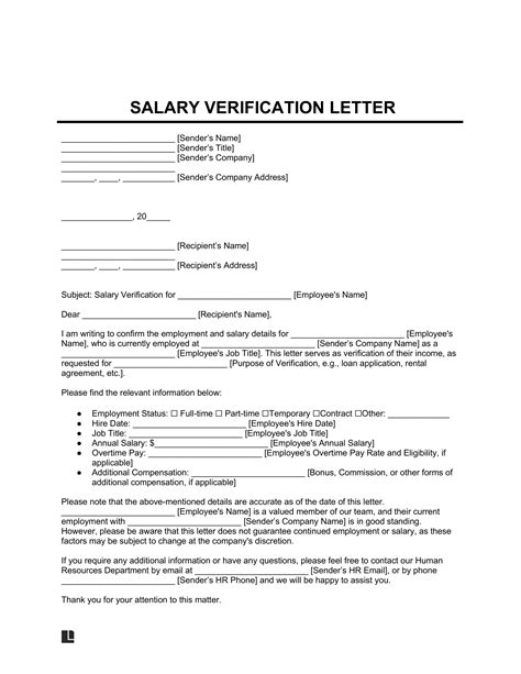 Salary Verification Template
