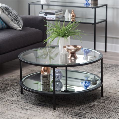 Sale Black Round Glass Coffee Table