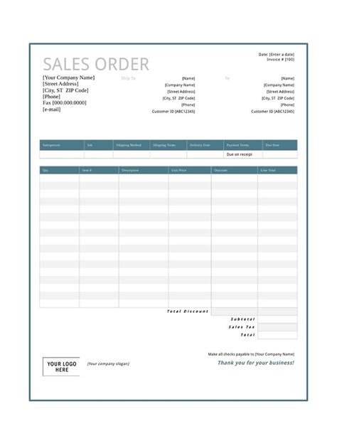 Sales Order Templates