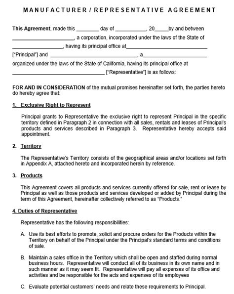 Sales Rep Contract Template