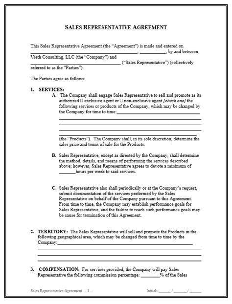 9 Free Sample Sales Representative Agreement Templates Printable Samples