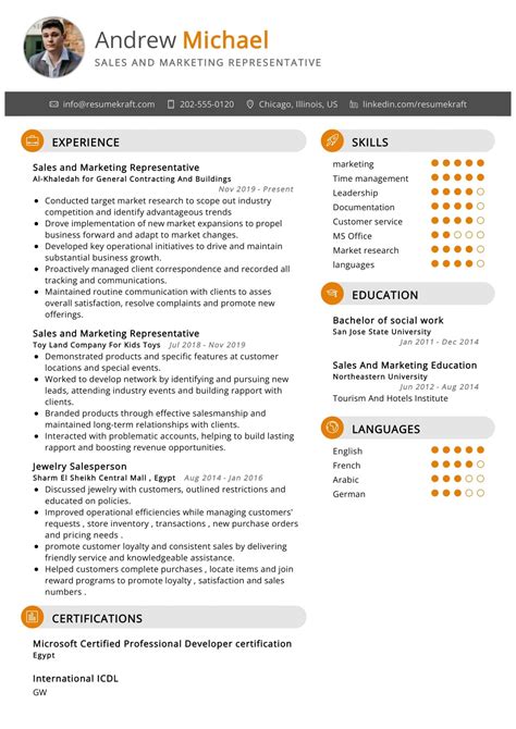 Sales And Marketing Resume Sample