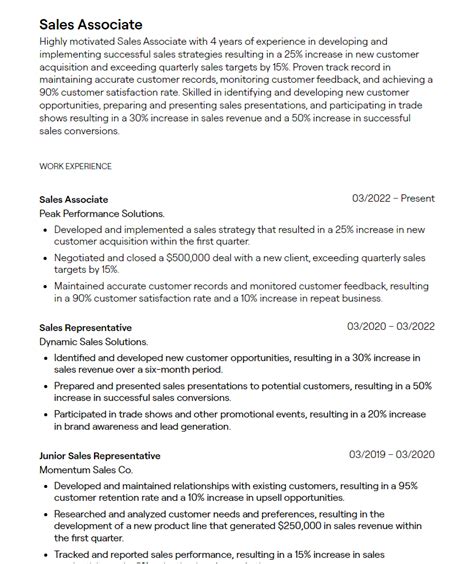 Sales Associate Resume S