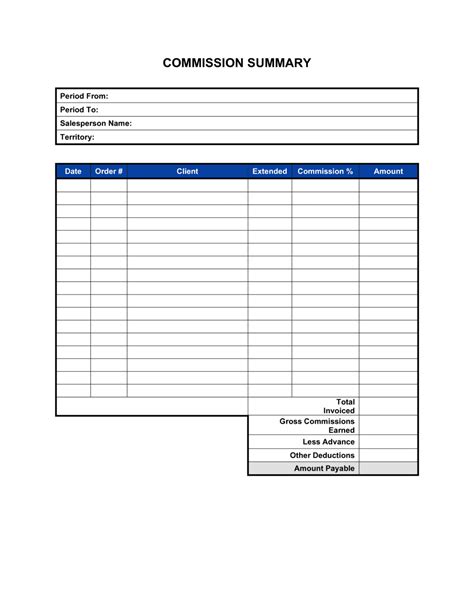 Sales Commission Log Printable Form (editable) Moderntype Designs