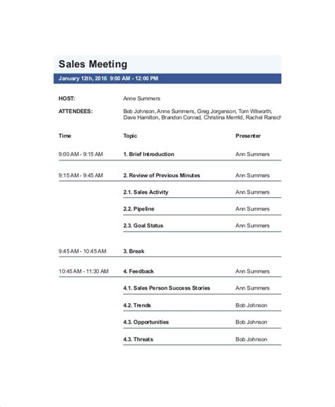 Sales Meeting Agenda Template