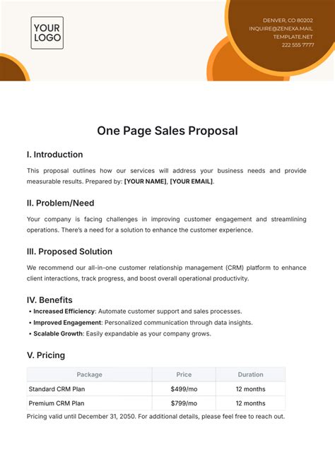 Sales Proposal Template in Word and Pdf formats