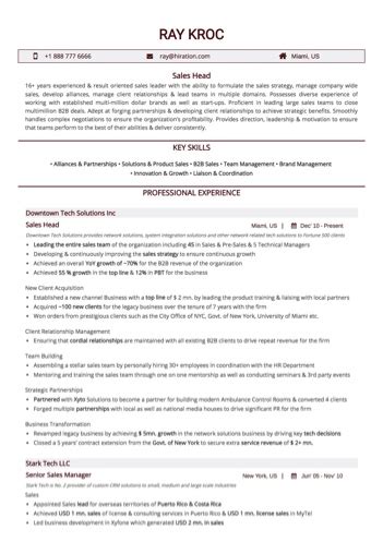 Sales Resume Examples 2020