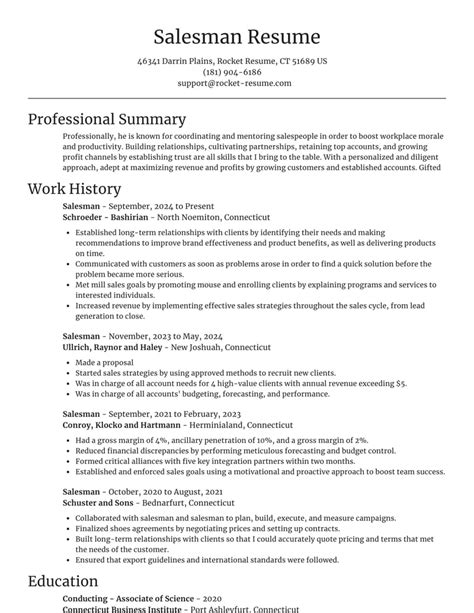 Salesman Resume Templates