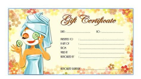 Beauty Salon Gift Certificate 8 Paddle Certificate Gift certificate