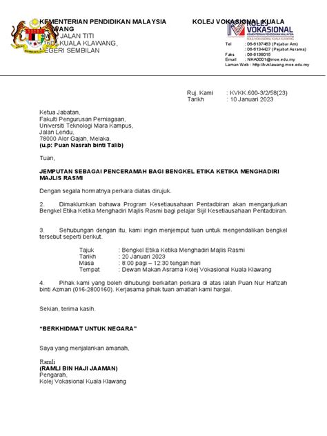 Salutation Dalam Surat Rasmi