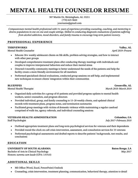 Sample Counselor Resume