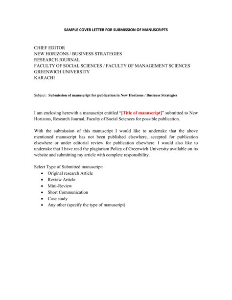 Sample Cover Letter For Submission Of Documents